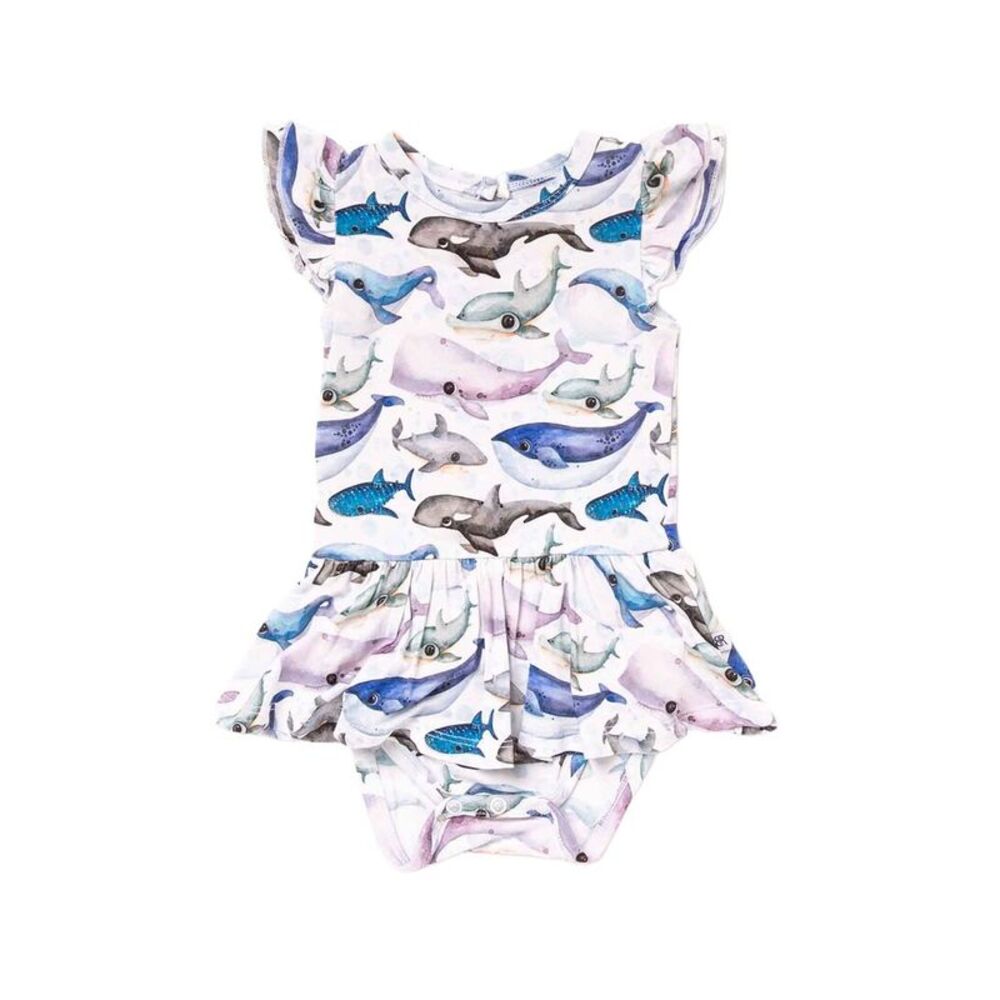 Bums & Roses Whalecome To The Party Cap Sleeve Ruffle, Multicolor